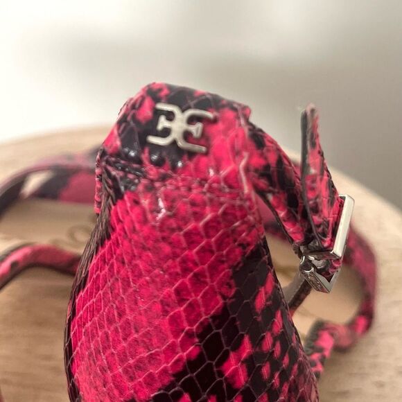 Sam Edelman Yaro Hot Pink Python Snake Block Heel Open Toe Sandals Sz 7 NWOB - Picture 8 of 12